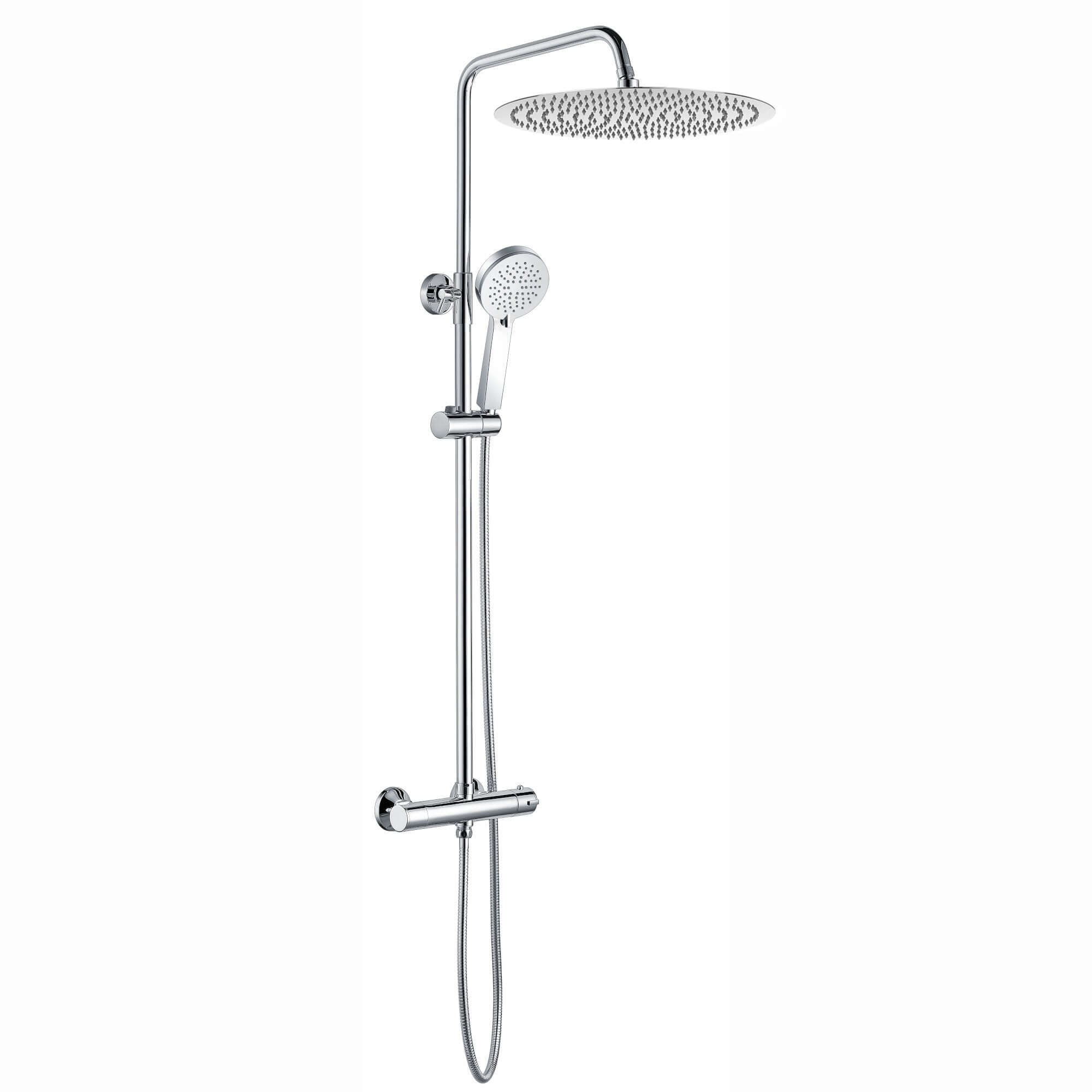 Dune round thermostatic shower set 400mm head & handheld - chrome - Showers